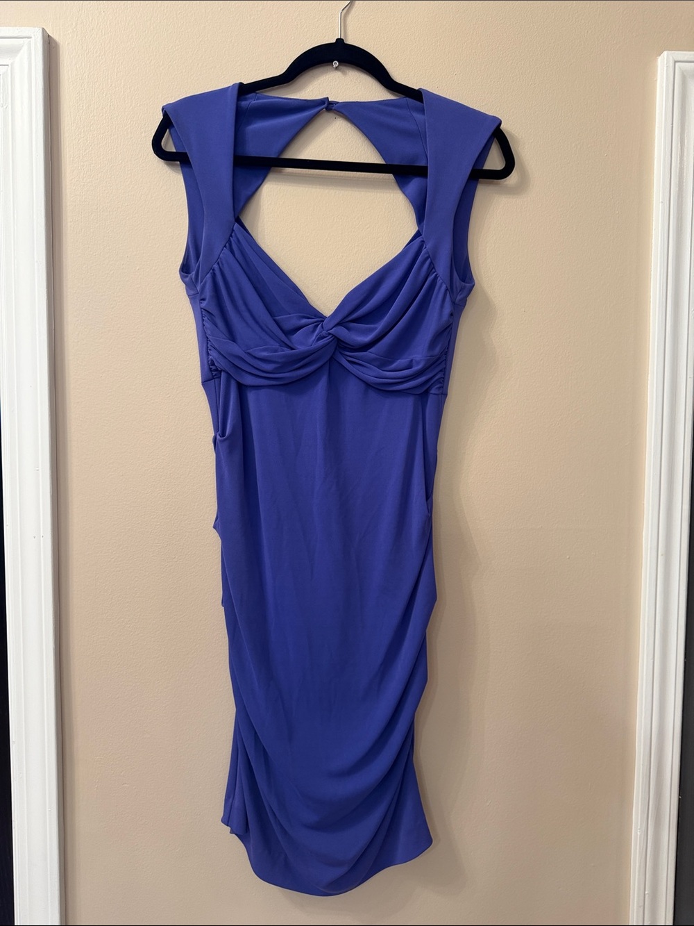 Nicole Miller Cobalt Blue Twist-Front Midi Dress